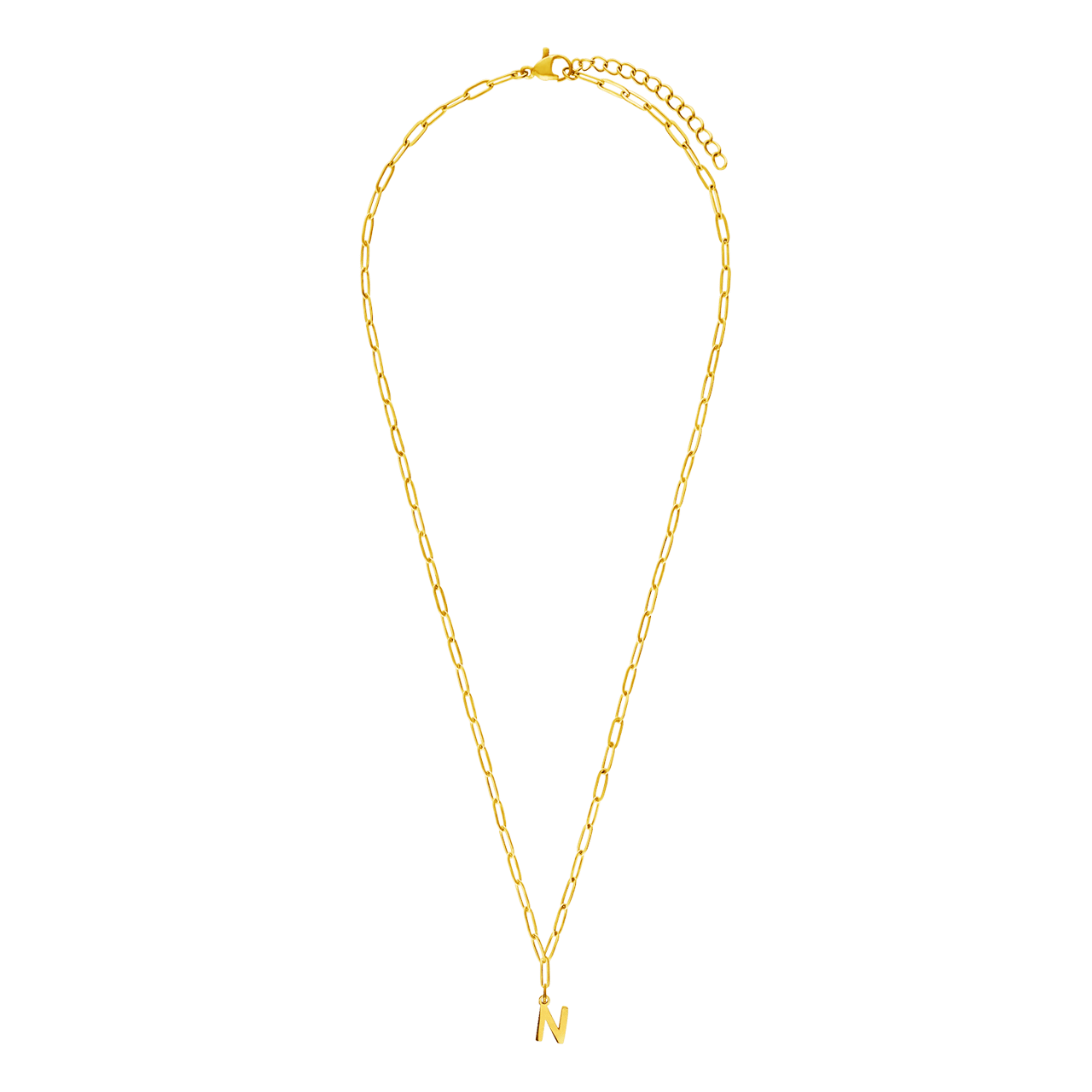 Stainless steel goldplated ketting closed forever letter N