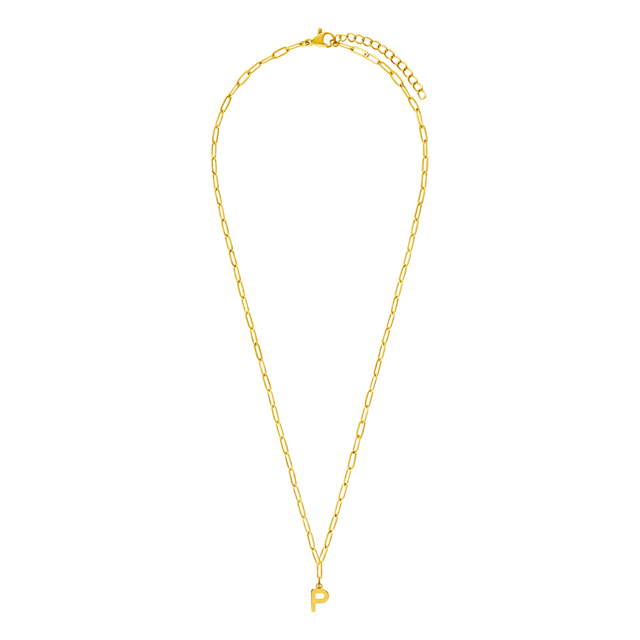Stalen goldplated ketting closed forever letter P