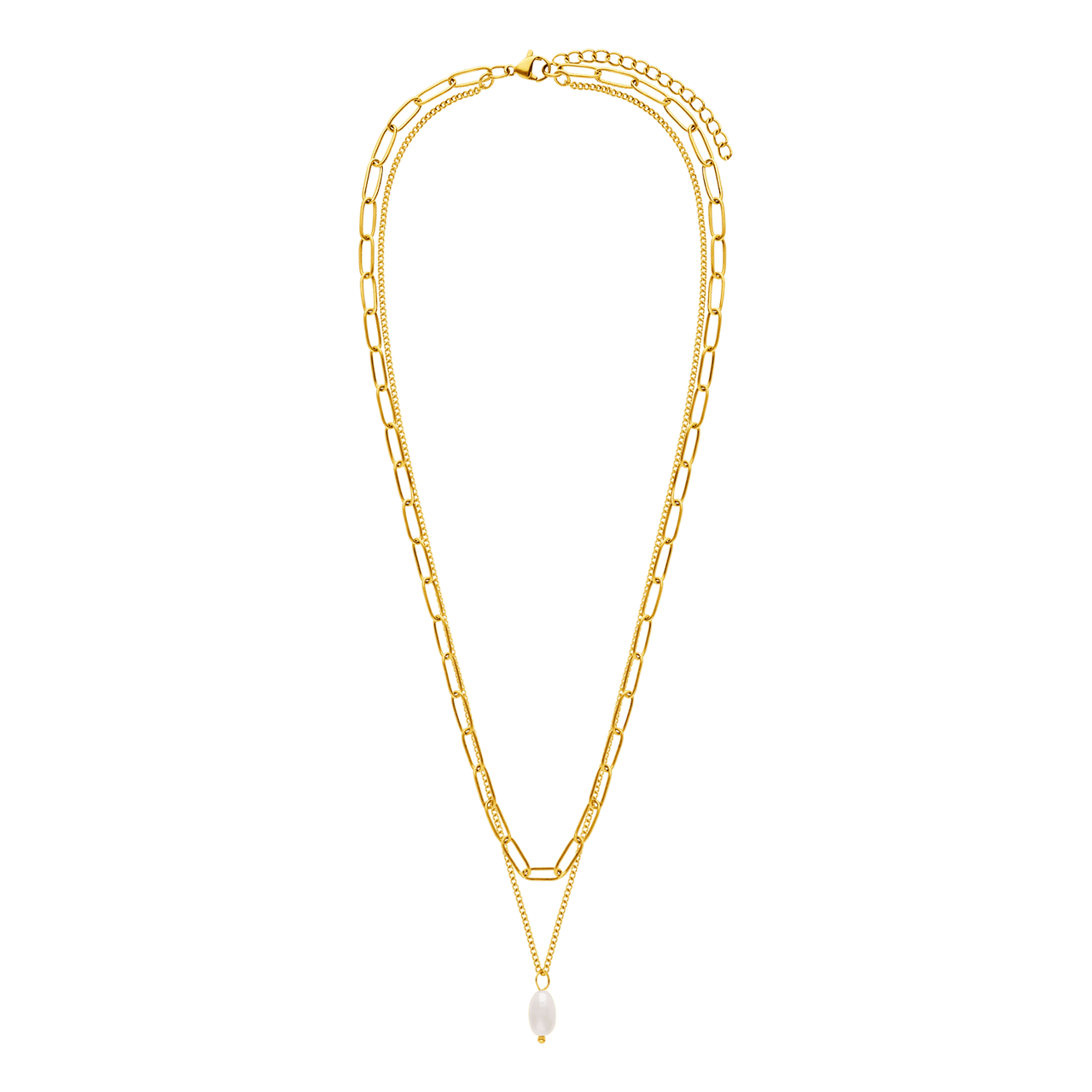 Myla stalen goldplated ketting closed forever parel voor dames