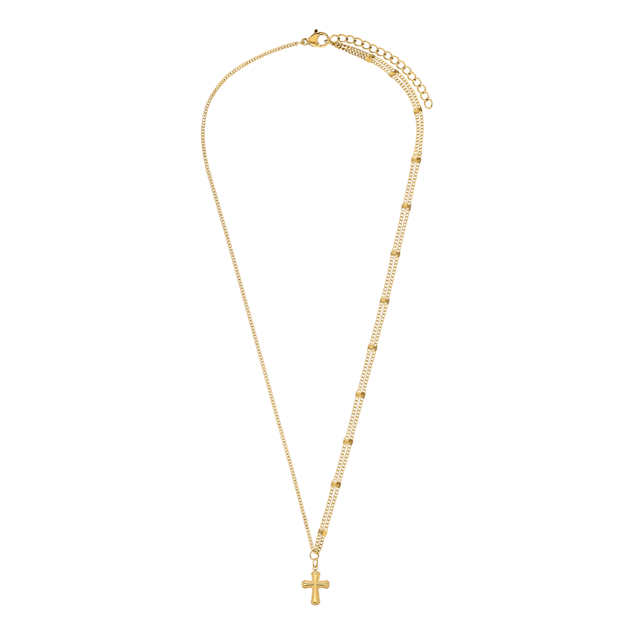 Stalen goldplated ketting met hanger kruis voor dames