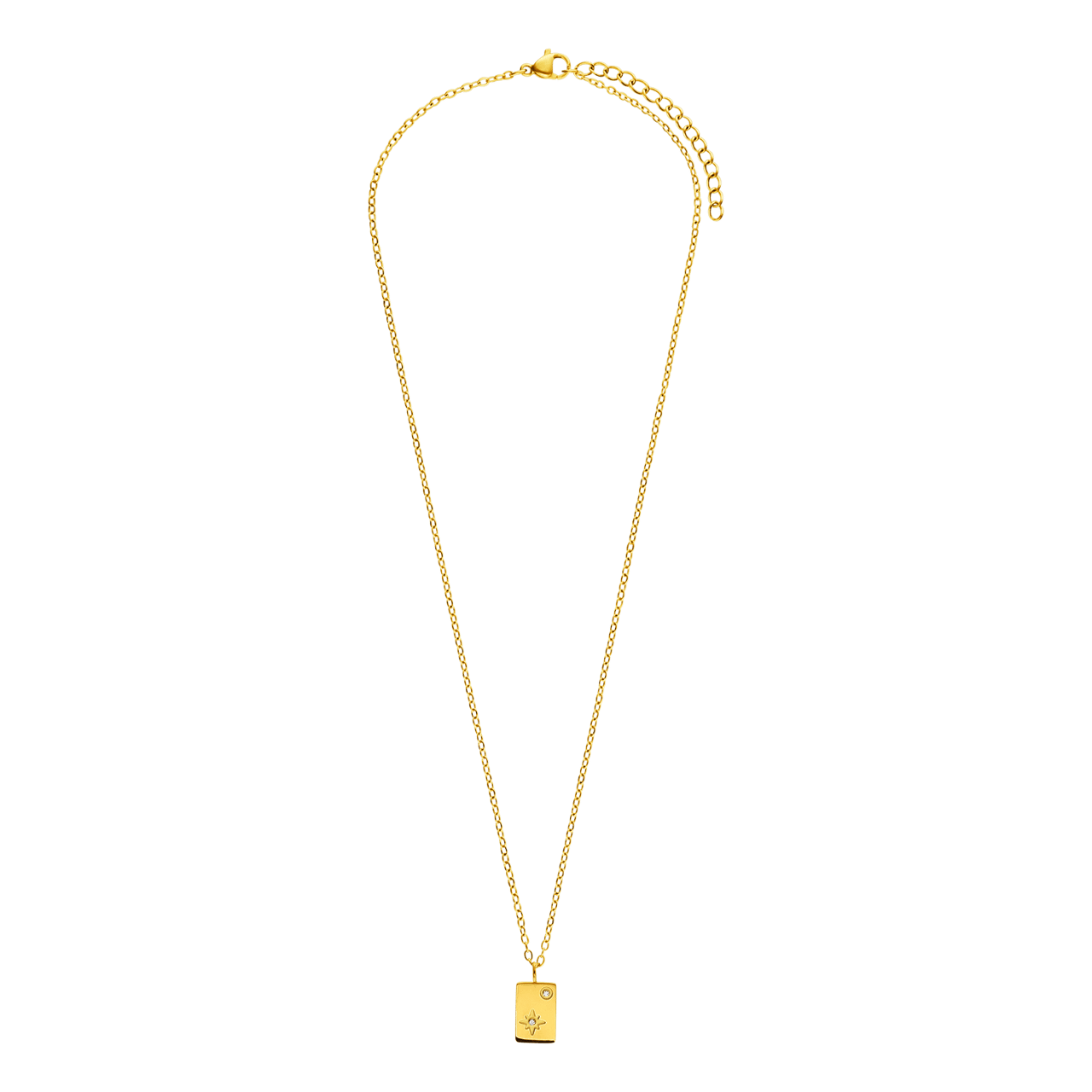 Stainless steel goldplated ketting met hanger ster met zirkonia voor dames