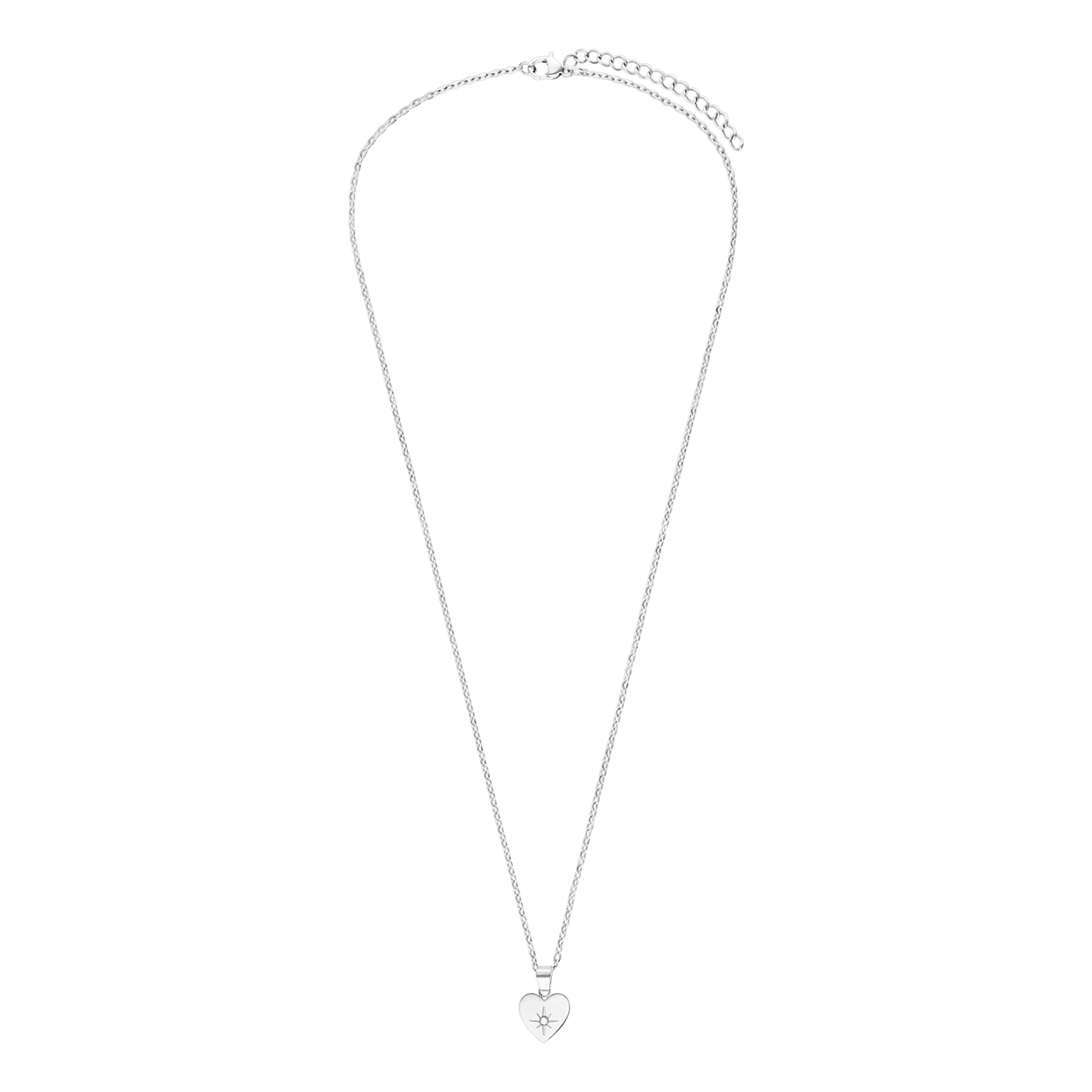 Halskette aus Edelstahl, Herz mit Zirkonia