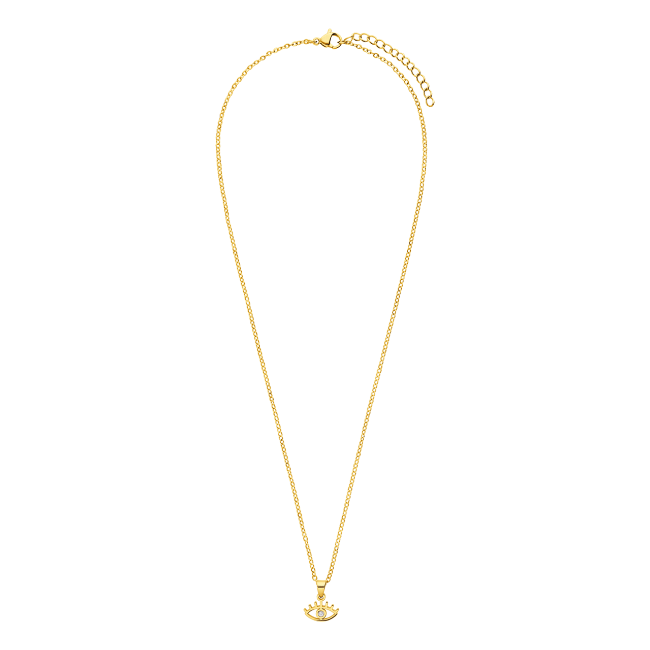 Stalen goldplated ketting met hanger met zirkonia voor dames