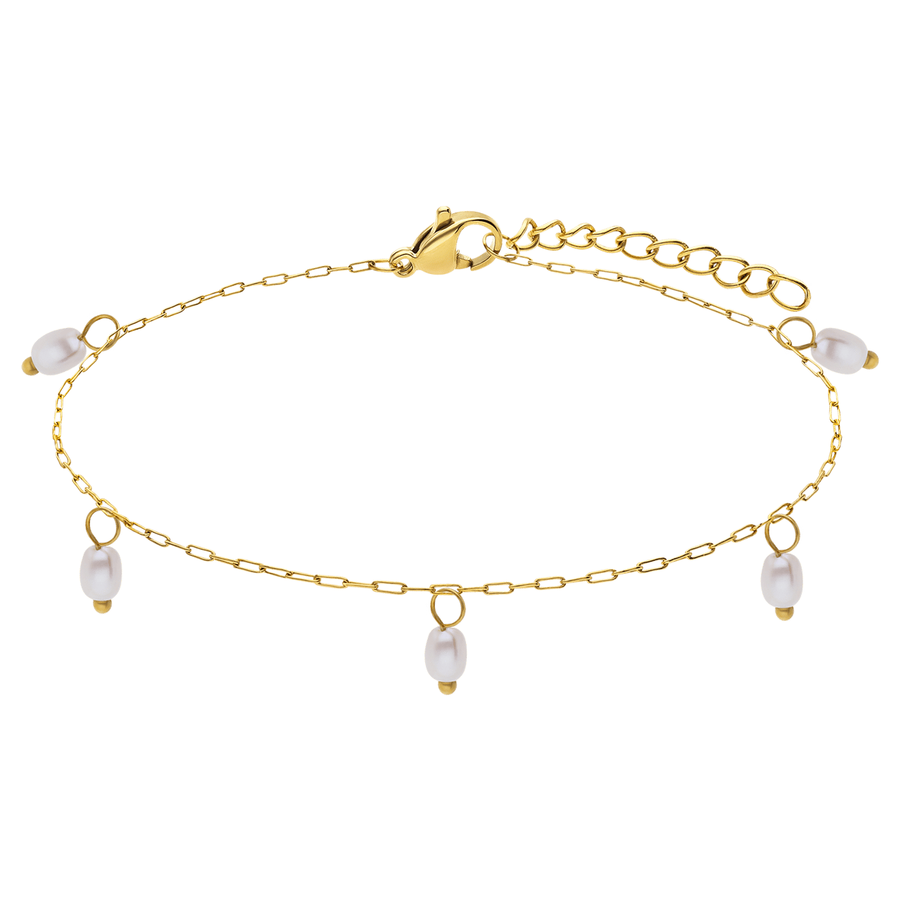 Stainless steel goldplated armbandenset met parel voor dames