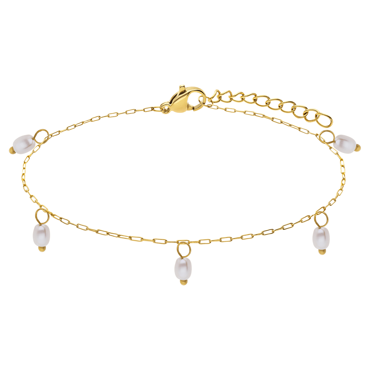 Stalen goldplated armbandenset met parel voor dames