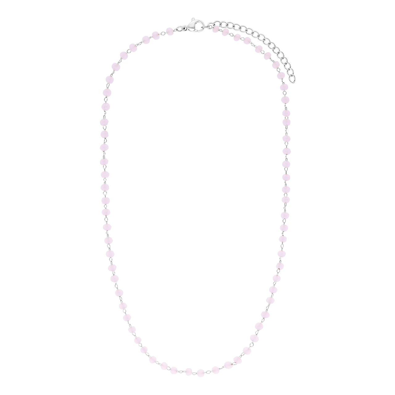 LuLu Jewels stainless steel ketting met rozenkwarts voor dames