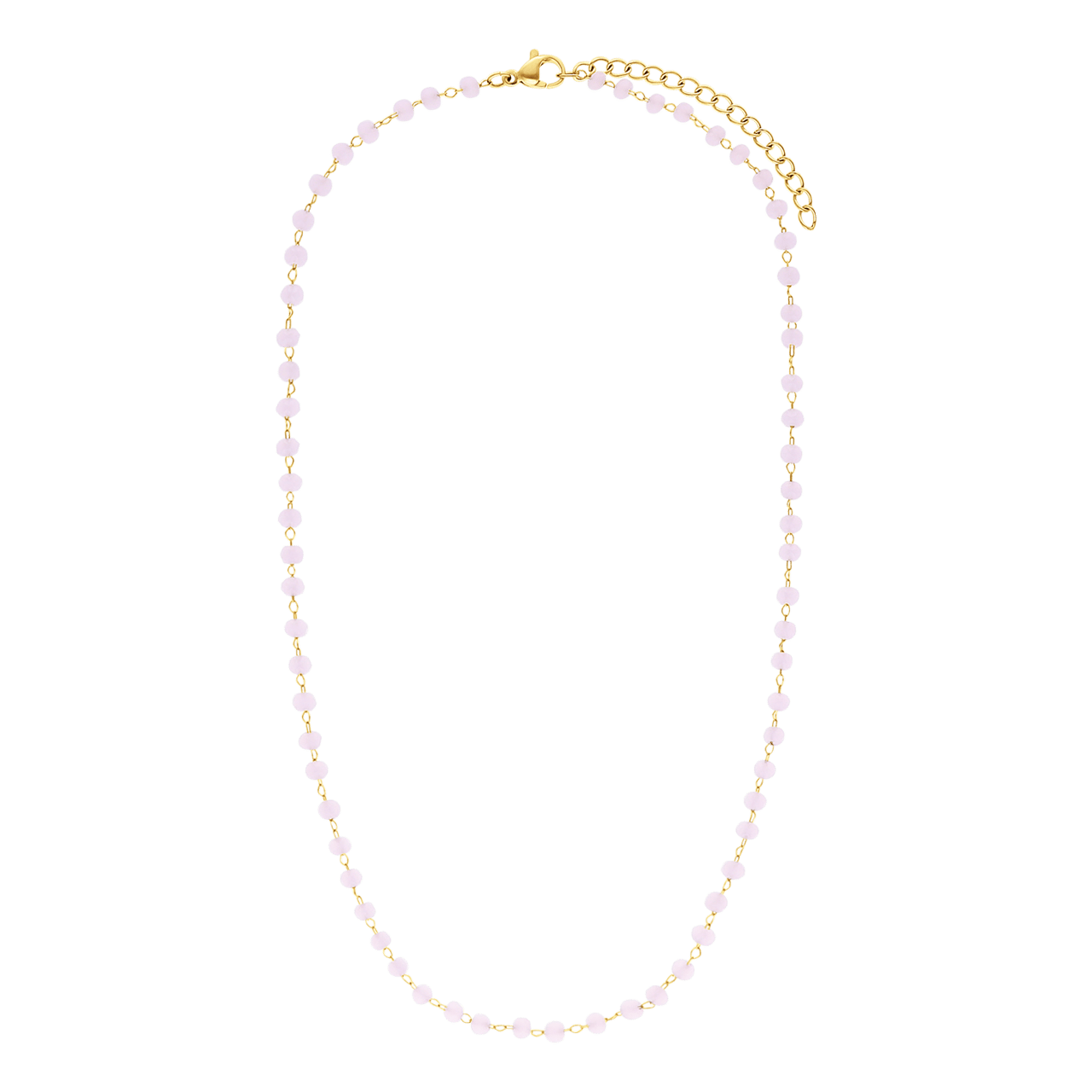 LuLu Jewels stainless steel goldplated ketting met rozenkwarts voor dames