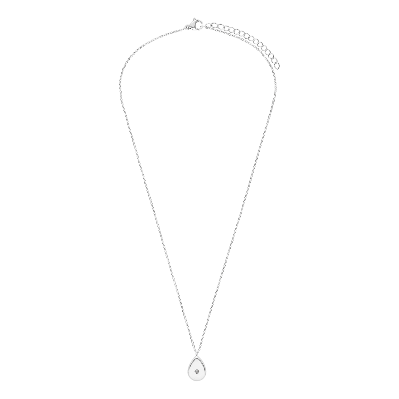 Halskette aus Edelstahl, Tropfen mit Zirkonia