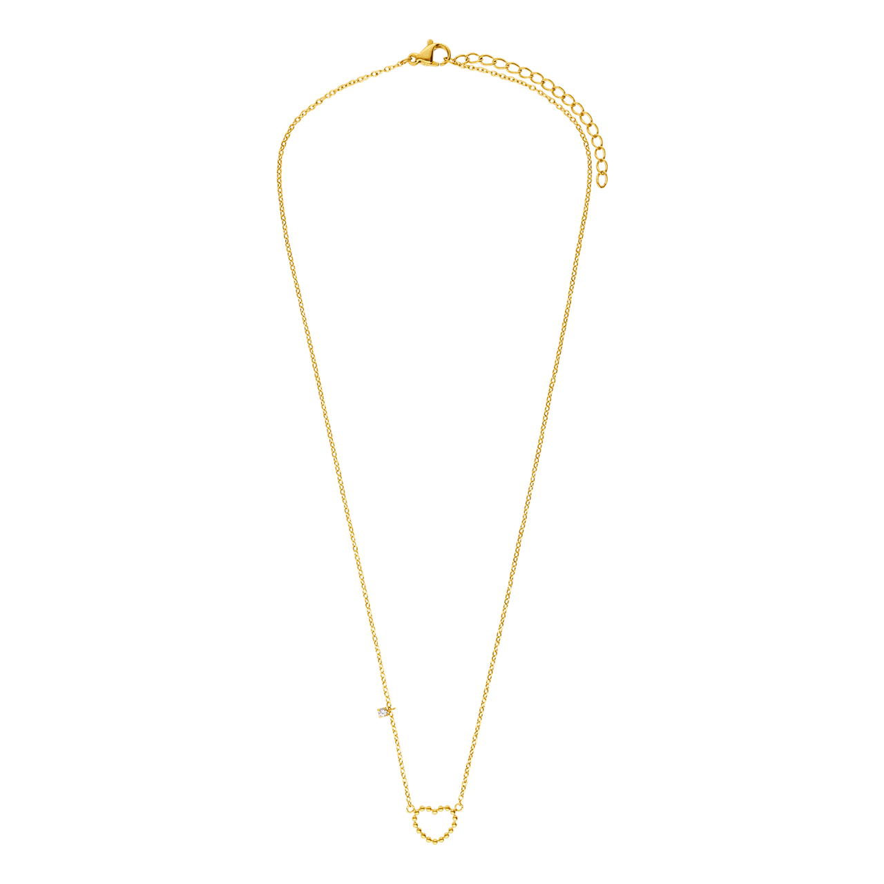 Stainless steel goldplated ketting met hanger open hart voor dames