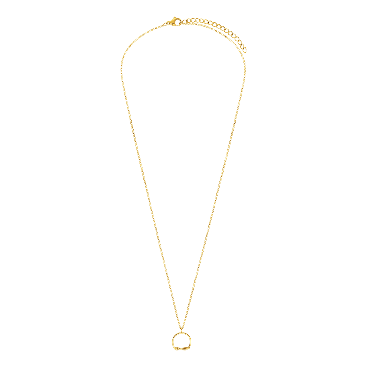Stalen goldplated ketting met hanger cirkel voor dames