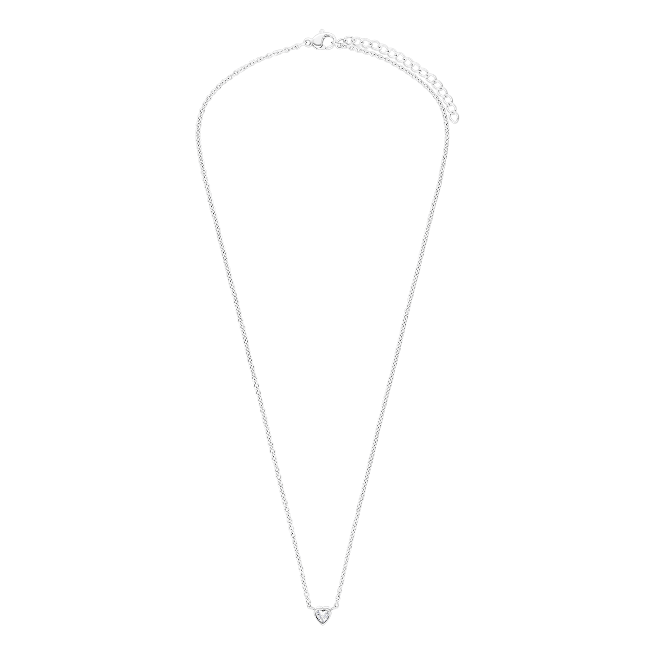 Halskette aus Edelstahl, Herz mit Zirkonia