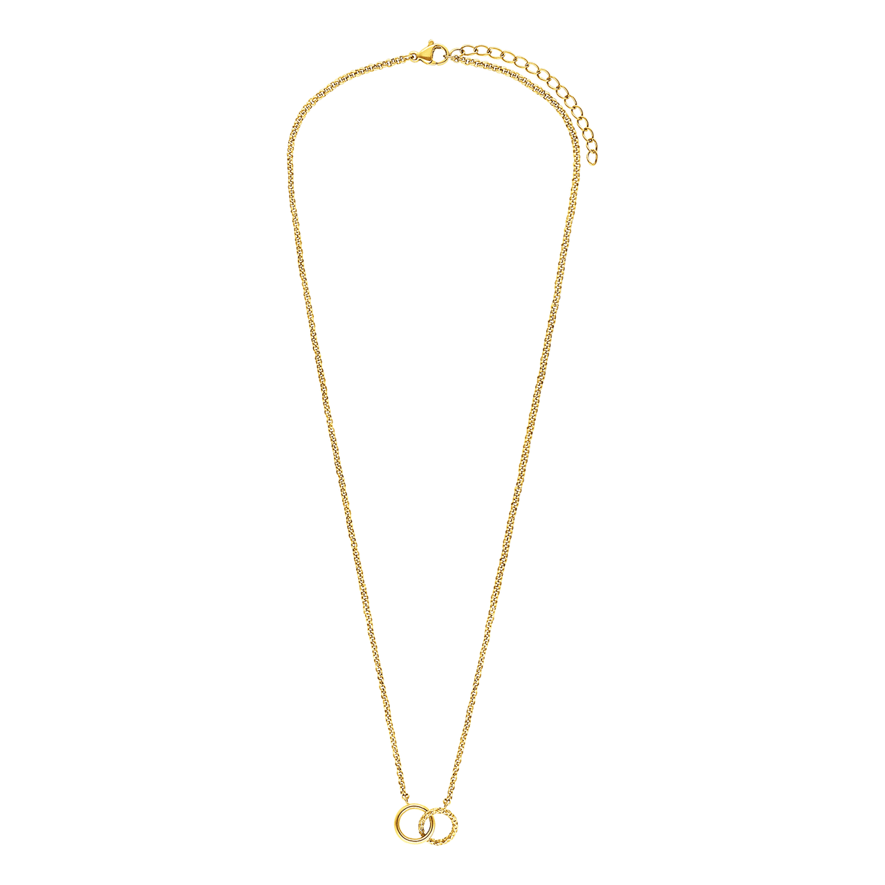 Myla stainless steel goldplated ketting met 2 cirkels voor dames