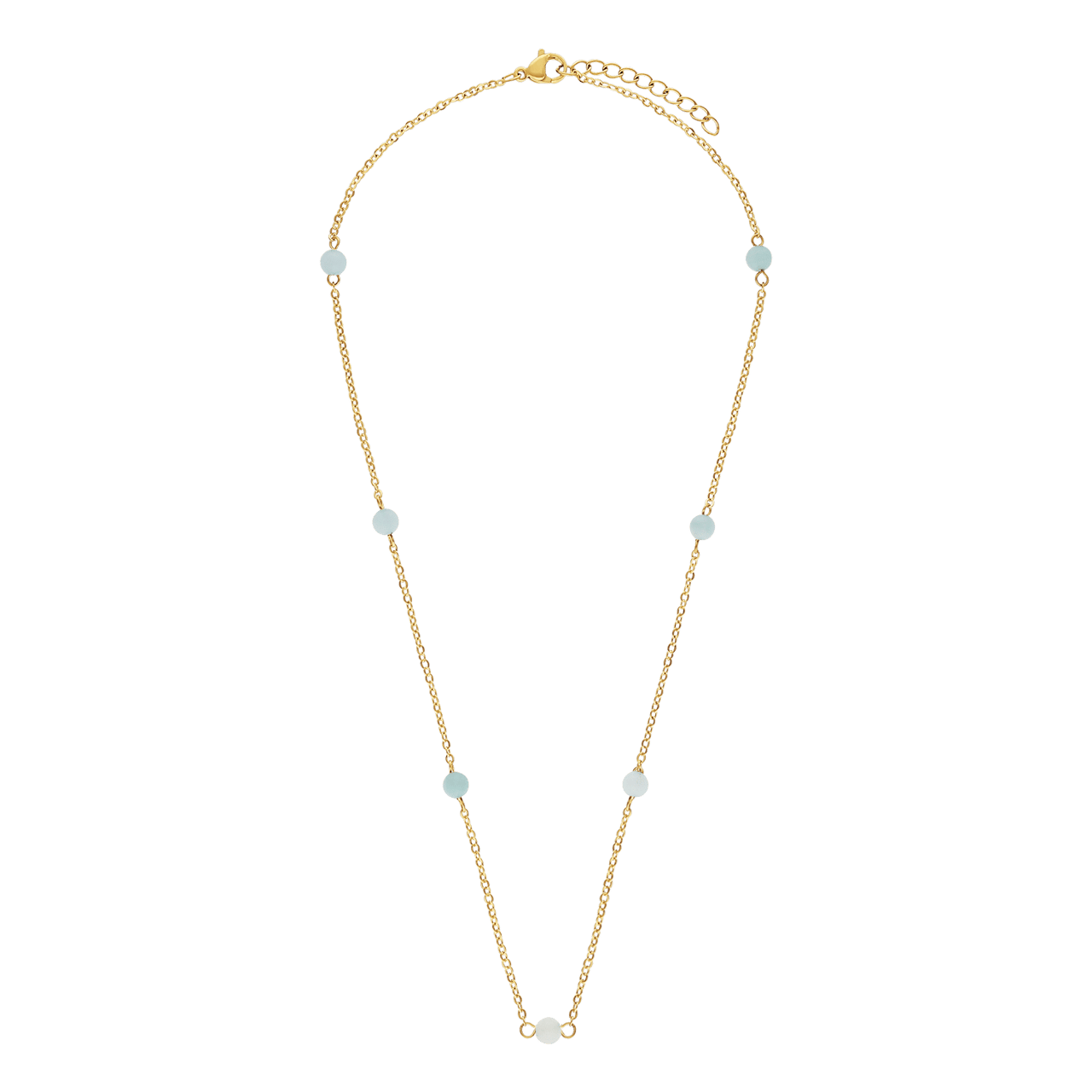 Stalen goldplated ketting met hanger amazoniet voor dames
