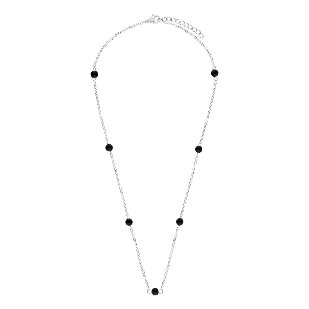 Stainless steel ketting gemstone black agate voor dames