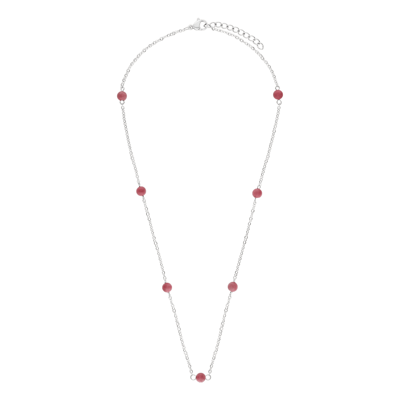 Stainless steel ketting gemstone rhodonite voor dames
