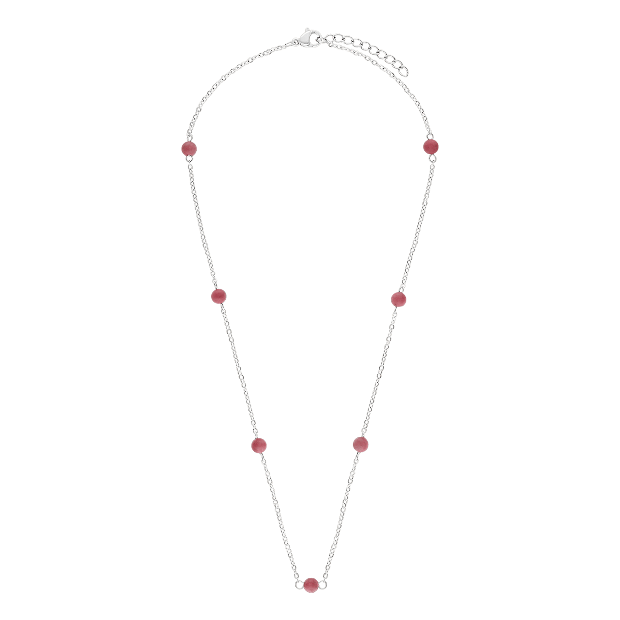 Stalen ketting gemstone rhodonite voor dames
