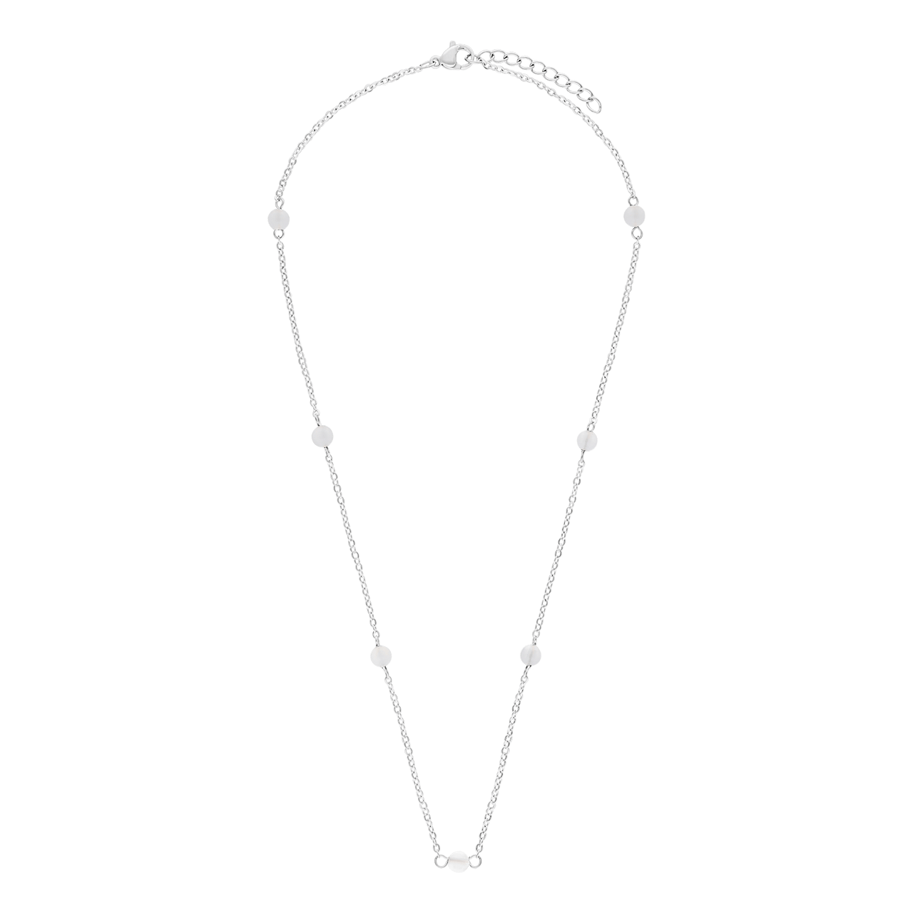 Stainless steel ketting gemstone white agate voor dames