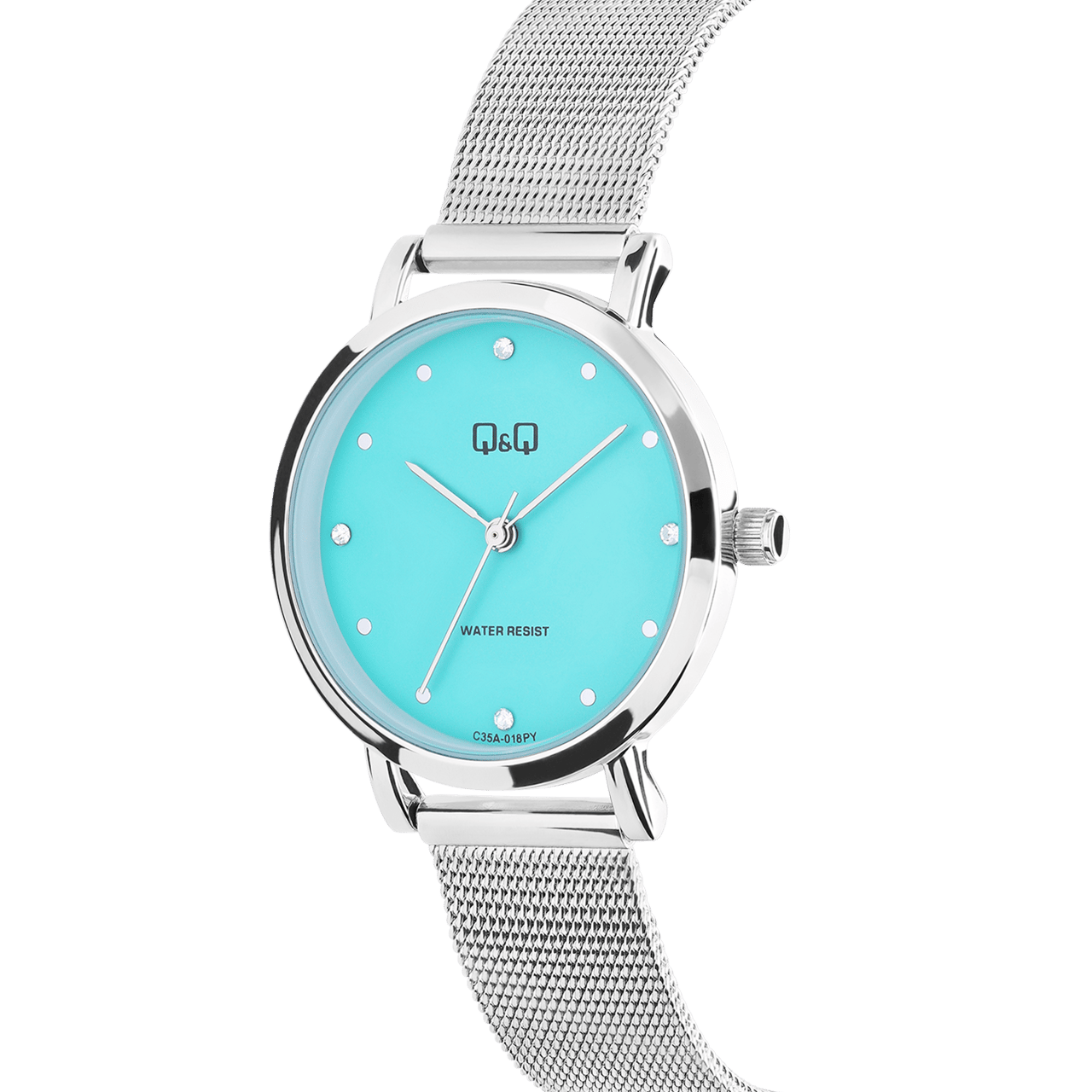 Q&Q dameshorloge met meshband Turquoise