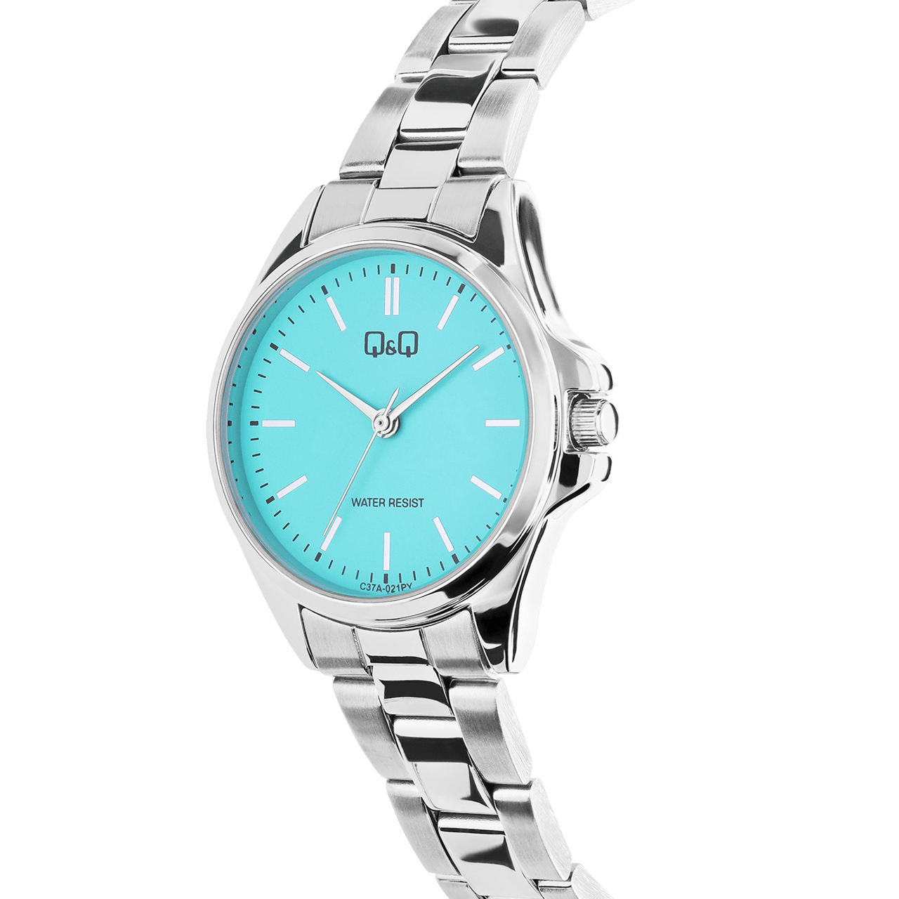 Q&Q stalen dameshorloge Turquoise