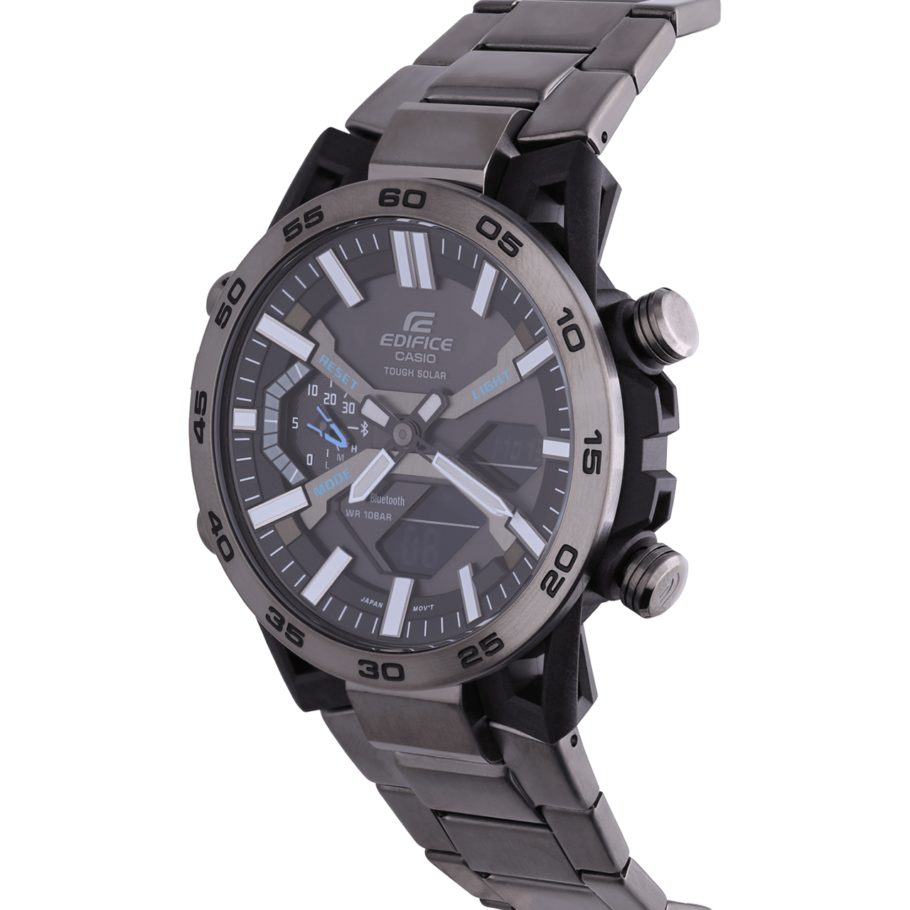 Edifice Uhr mit Armband aus Edelstahl, Gun (Grau), ECB-2000DC-1AEF