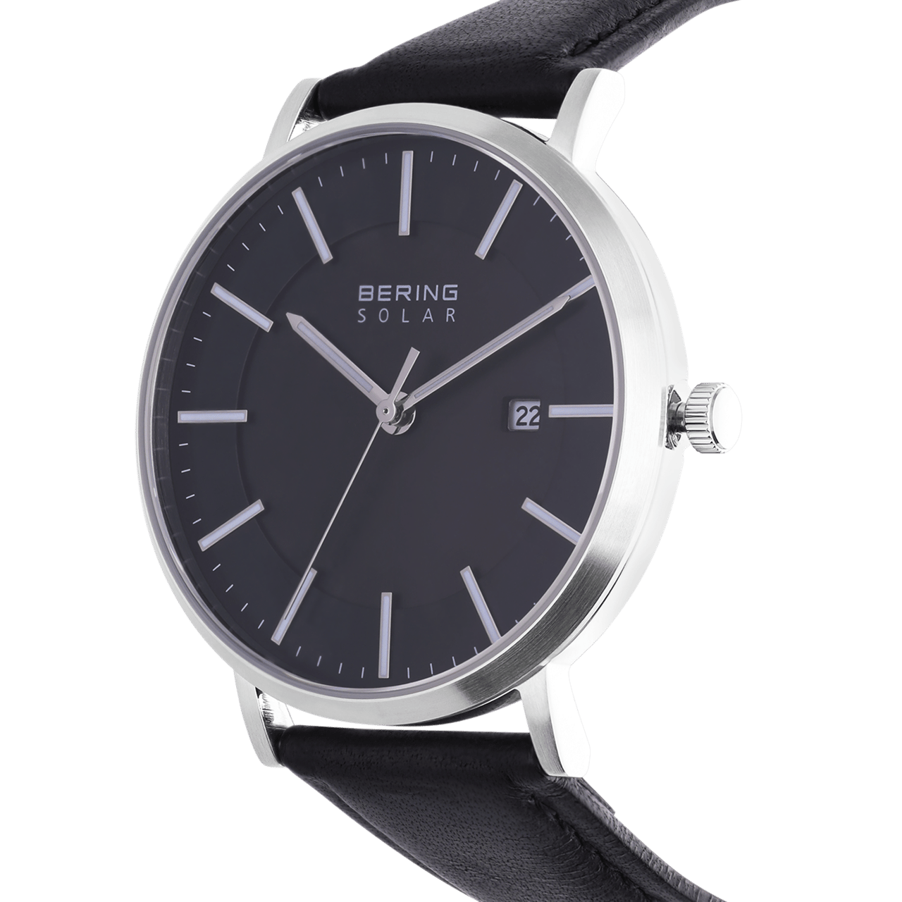 Bering horloge met leren band zwart 15439-402