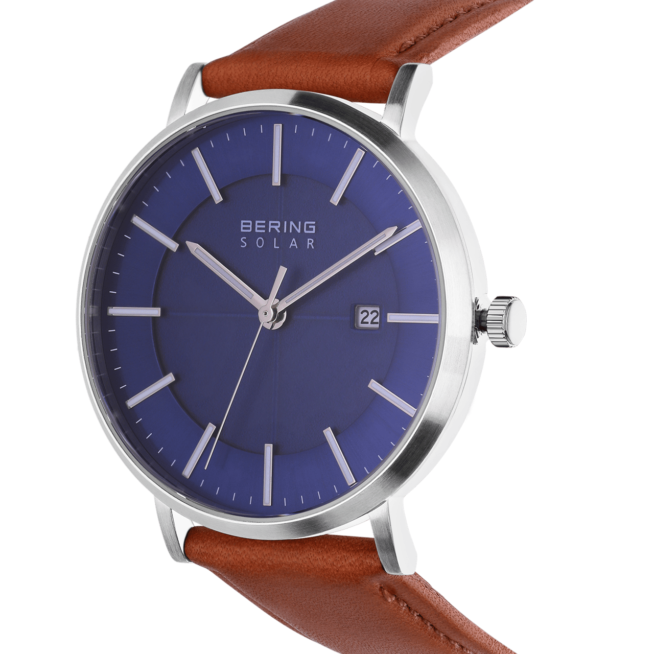 Bering horloge met leren band bruin 15439-507