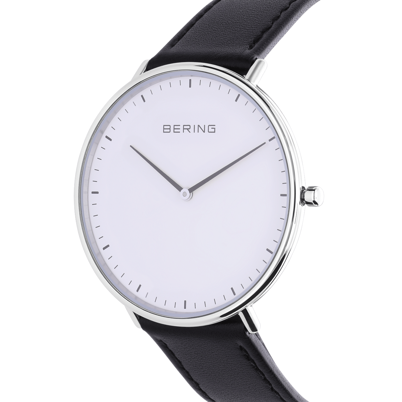 Bering horloge met leren band zwart 15739-404