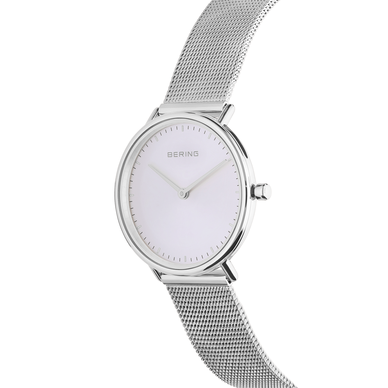 Bering horloge mesh en leren band zilver 15729-604