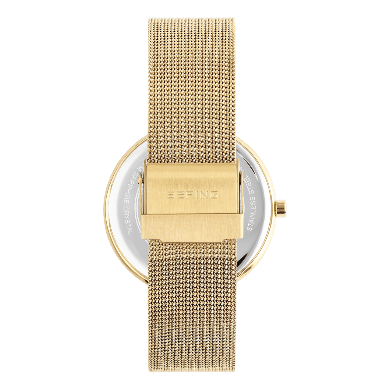 Bering horloge met mesh band goud 14539-334