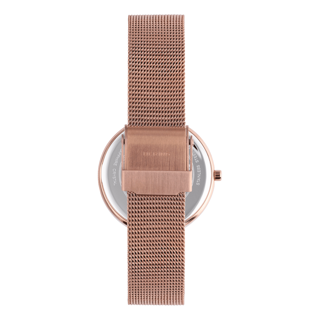 Bering horloge met mesh band rosé 14531-368