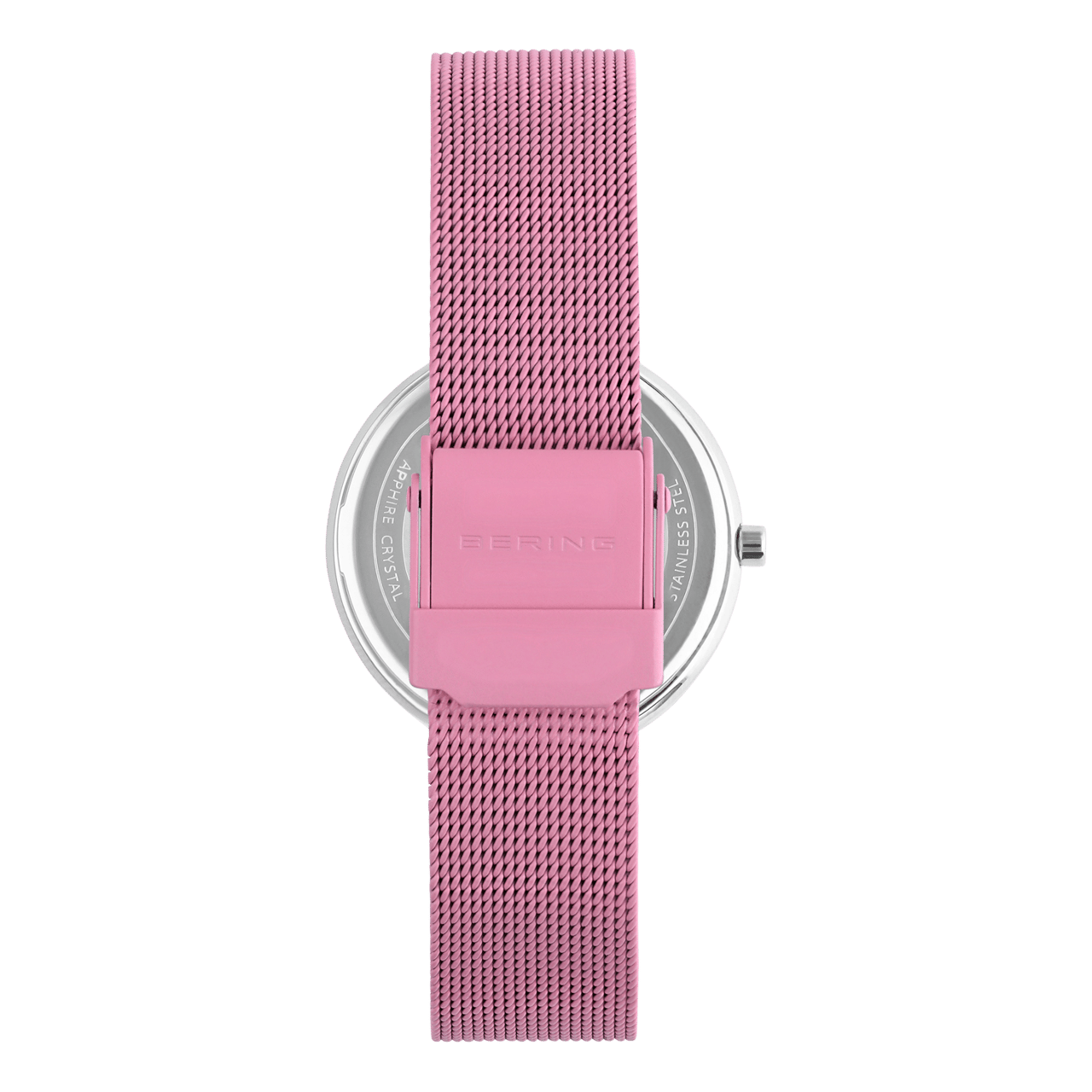 Bering horloge met mesh band roze 19031-999