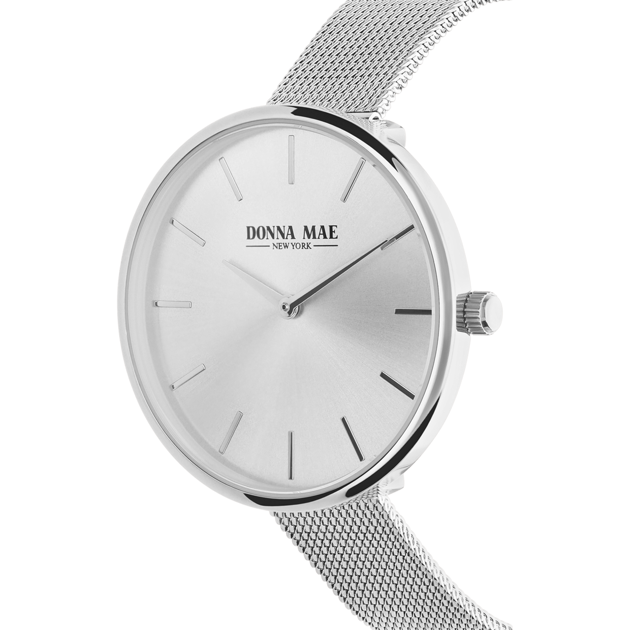 Donna Mae Uhr mit Armband aus Mesh, silberfarben
