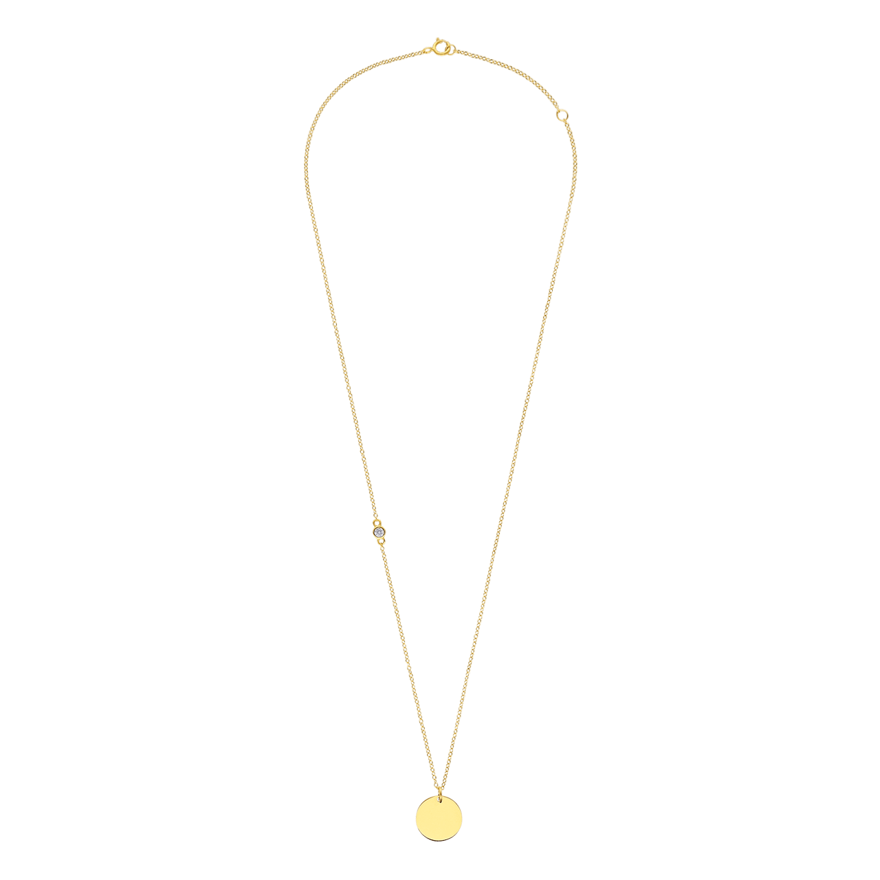Zilver goldplated collier met graveerhanger disc voor dames