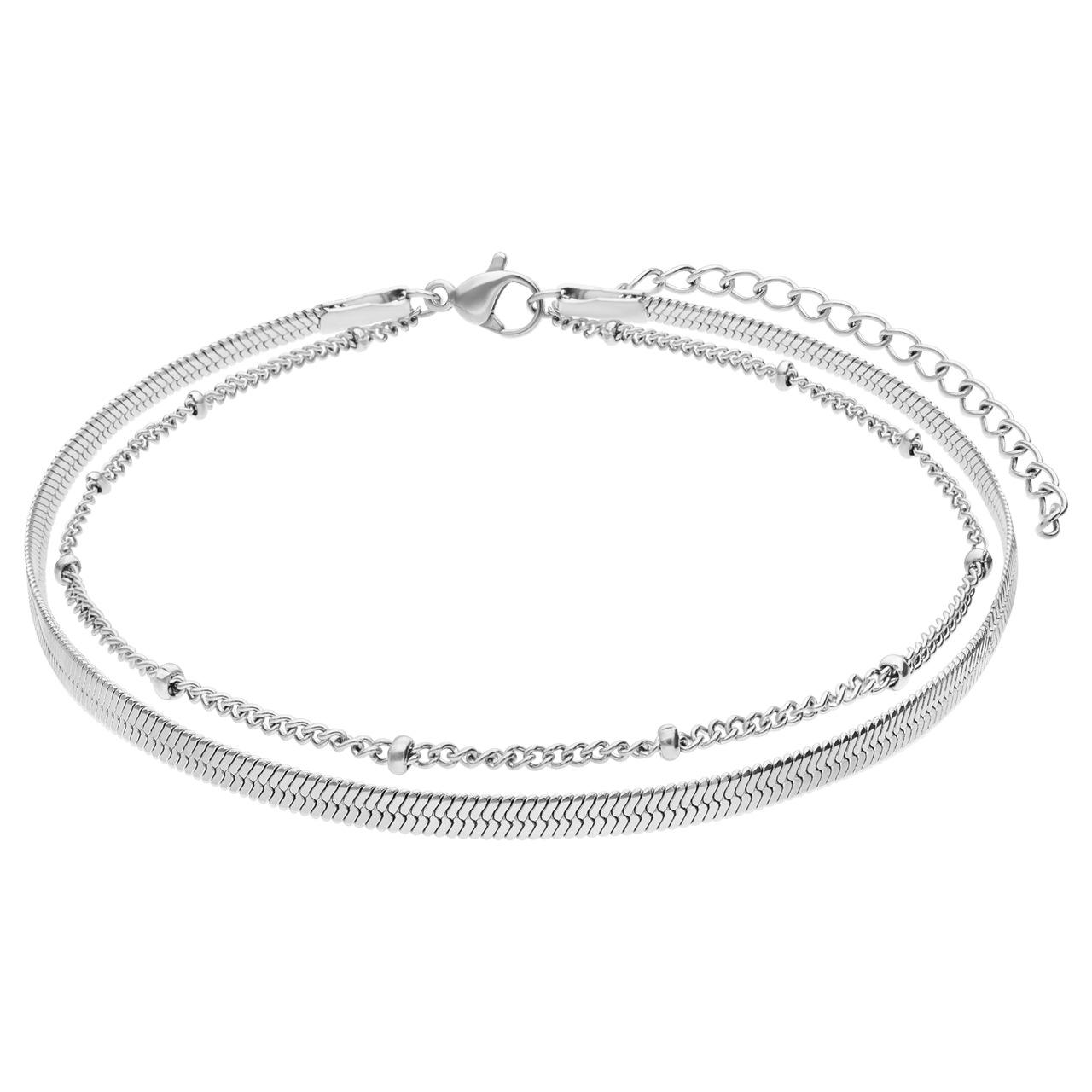 Stainless steel enkelband dubbel met saturn