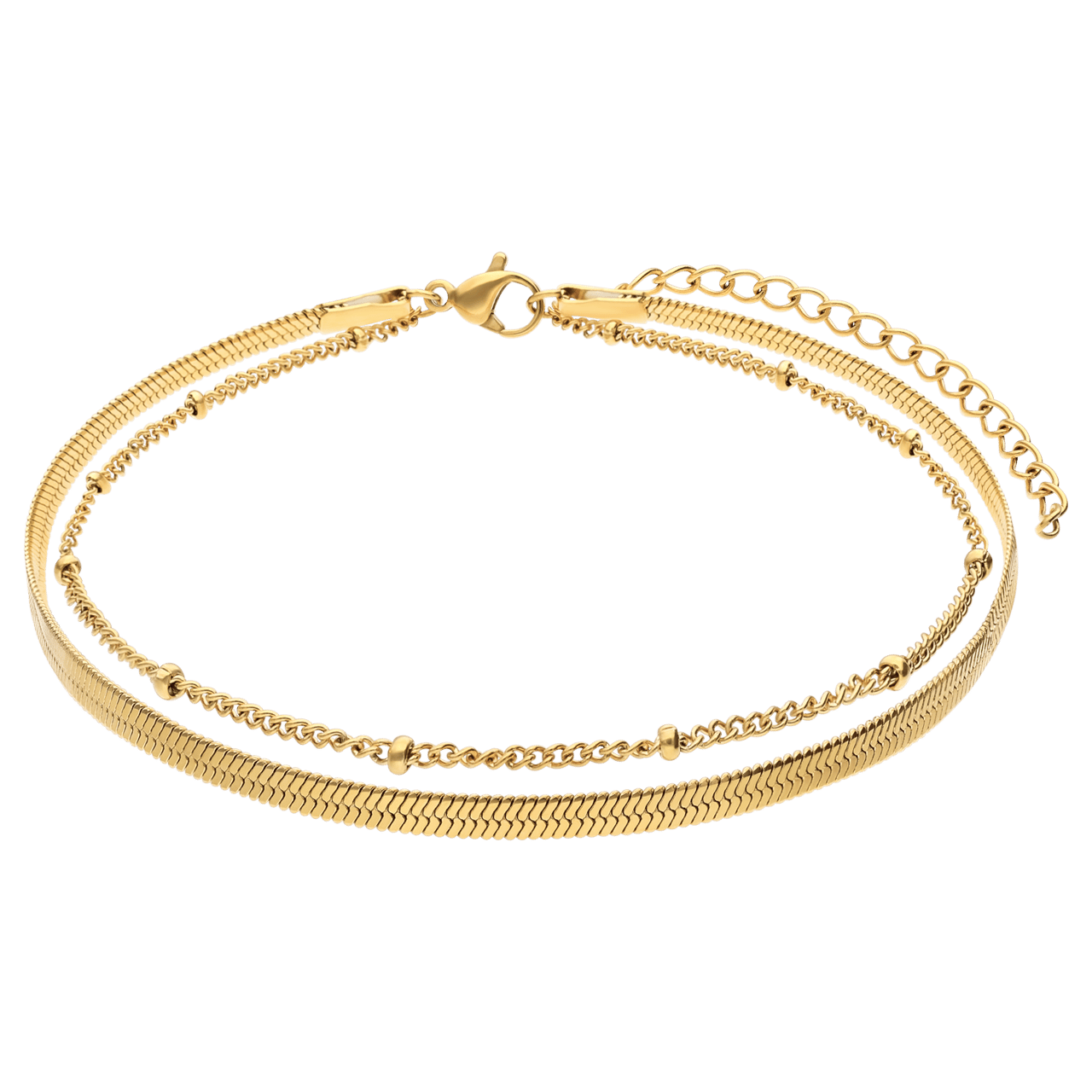 Fußkettchen aus Edelstahl, vergoldet, mit Saturnglied