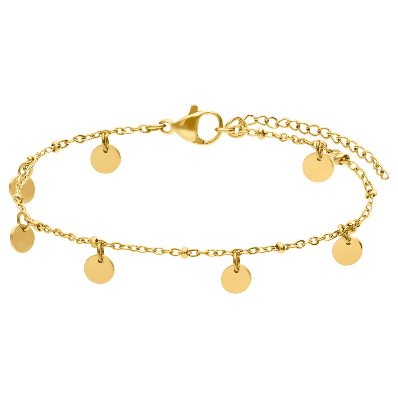 Stainless steel goldplated enkelband met disc