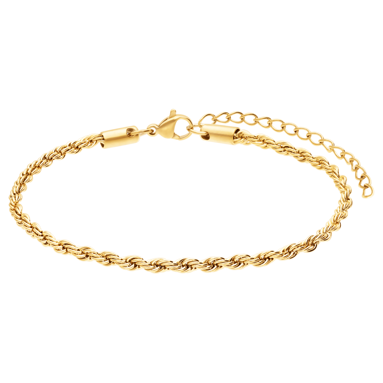 Stainless steel goldplated enkelband met koordschakel