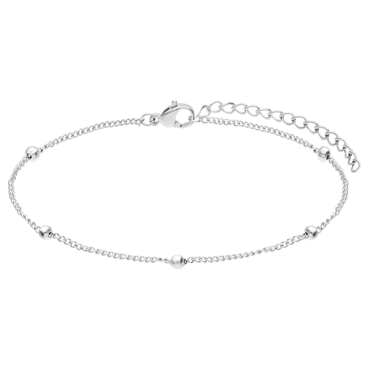 Stainless steel enkelband met bolletjes
