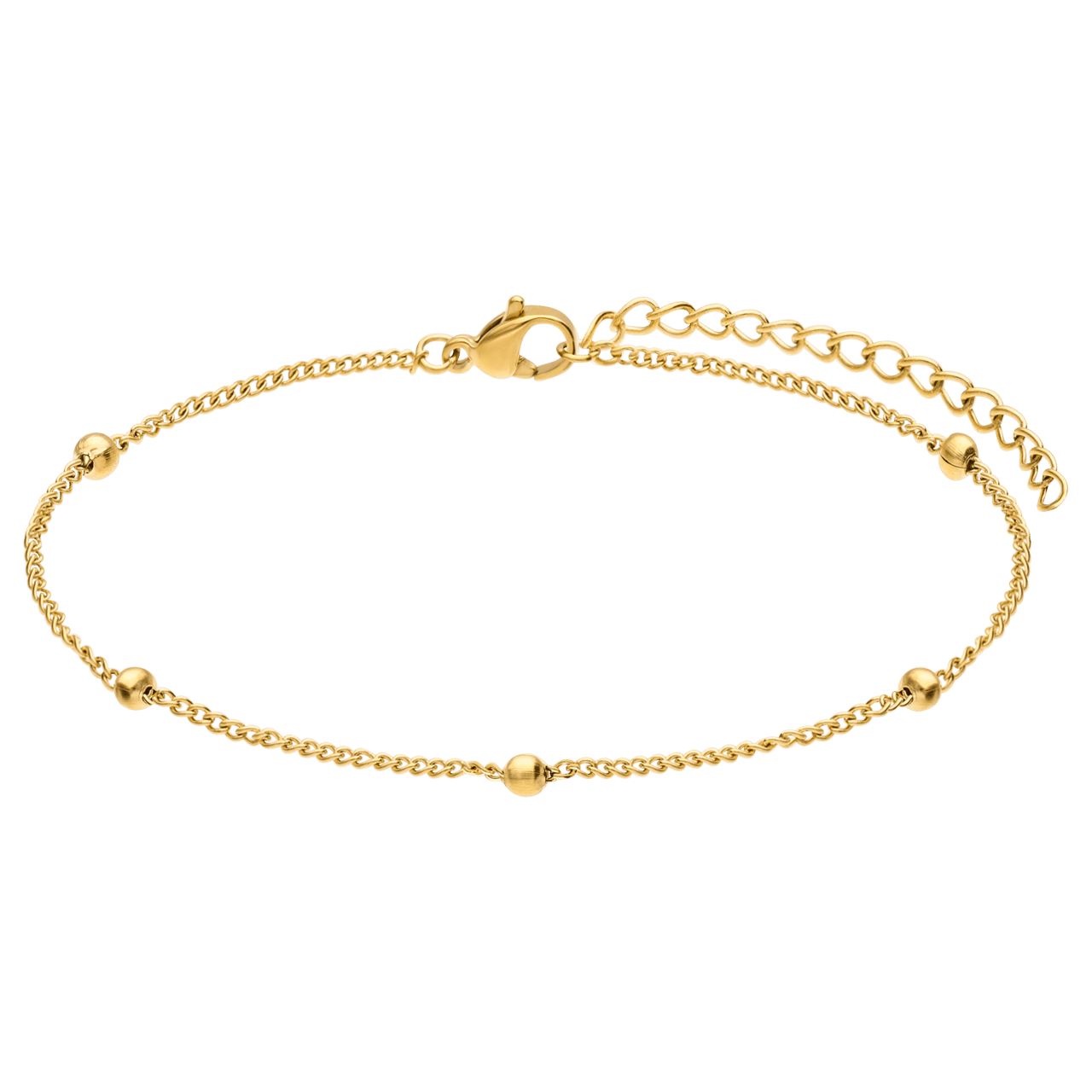 Stainless steel goldplated enkelband met bolletjes