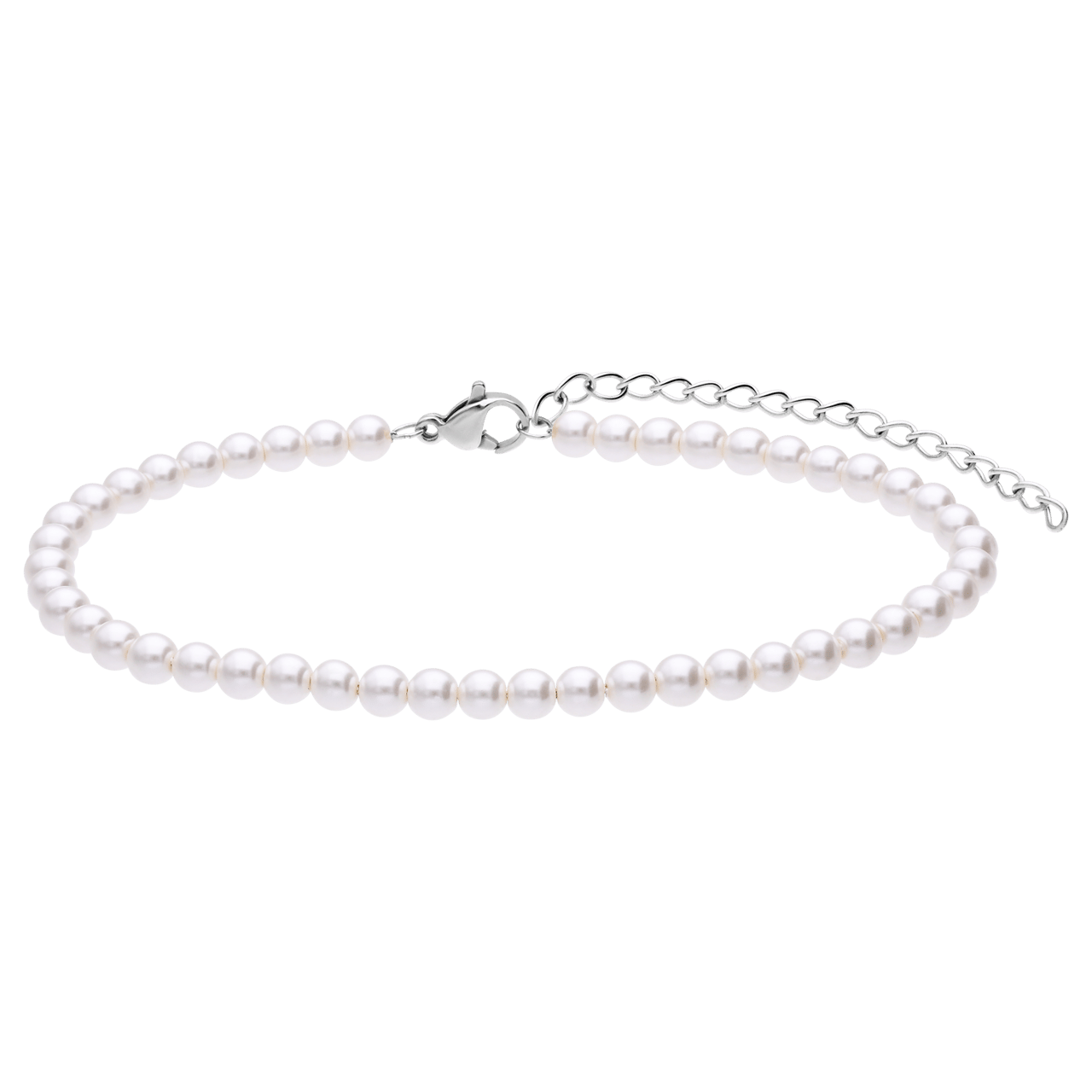 Stainless steel enkelband met parels