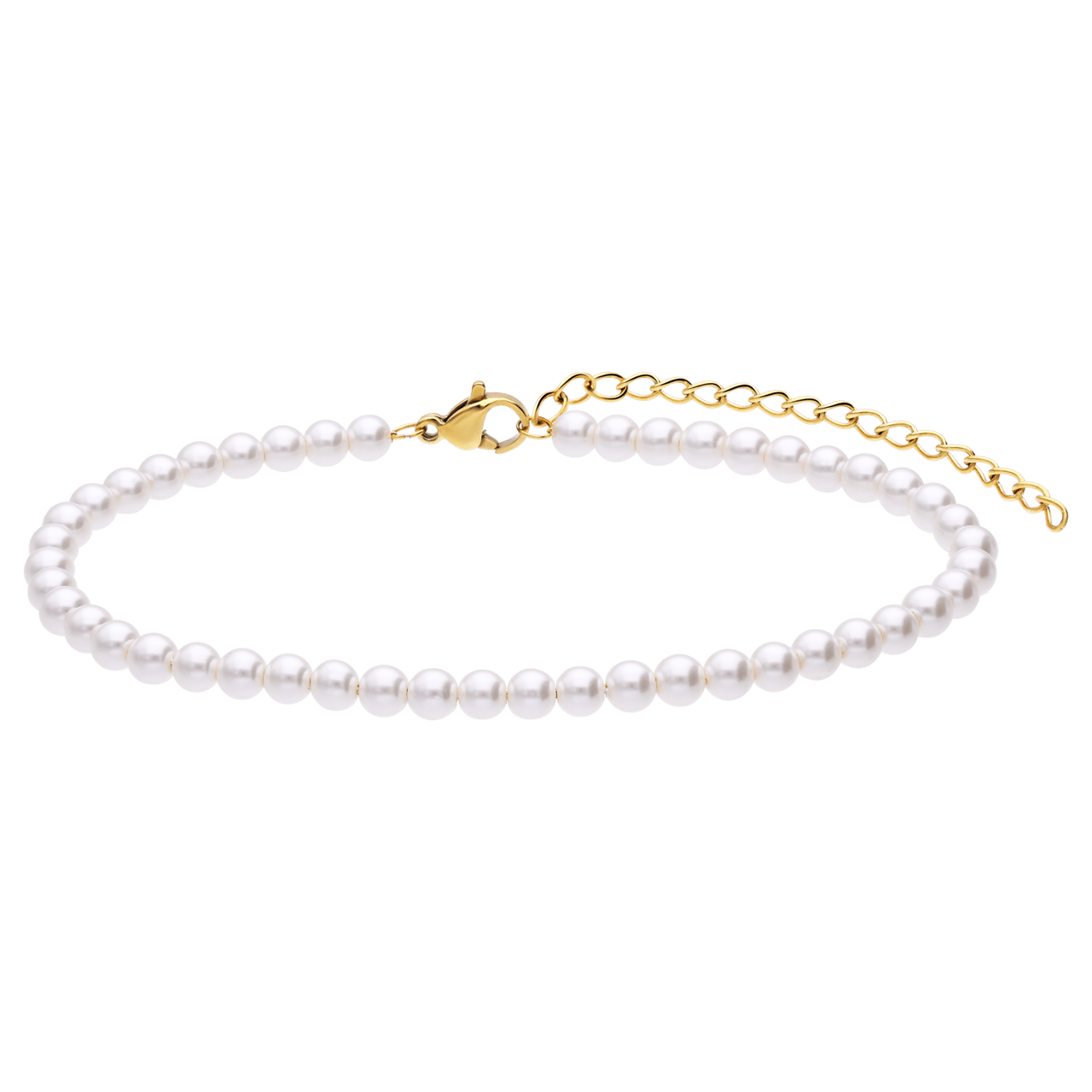 Stainless steel goldplated enkelbandje met parel voor dames