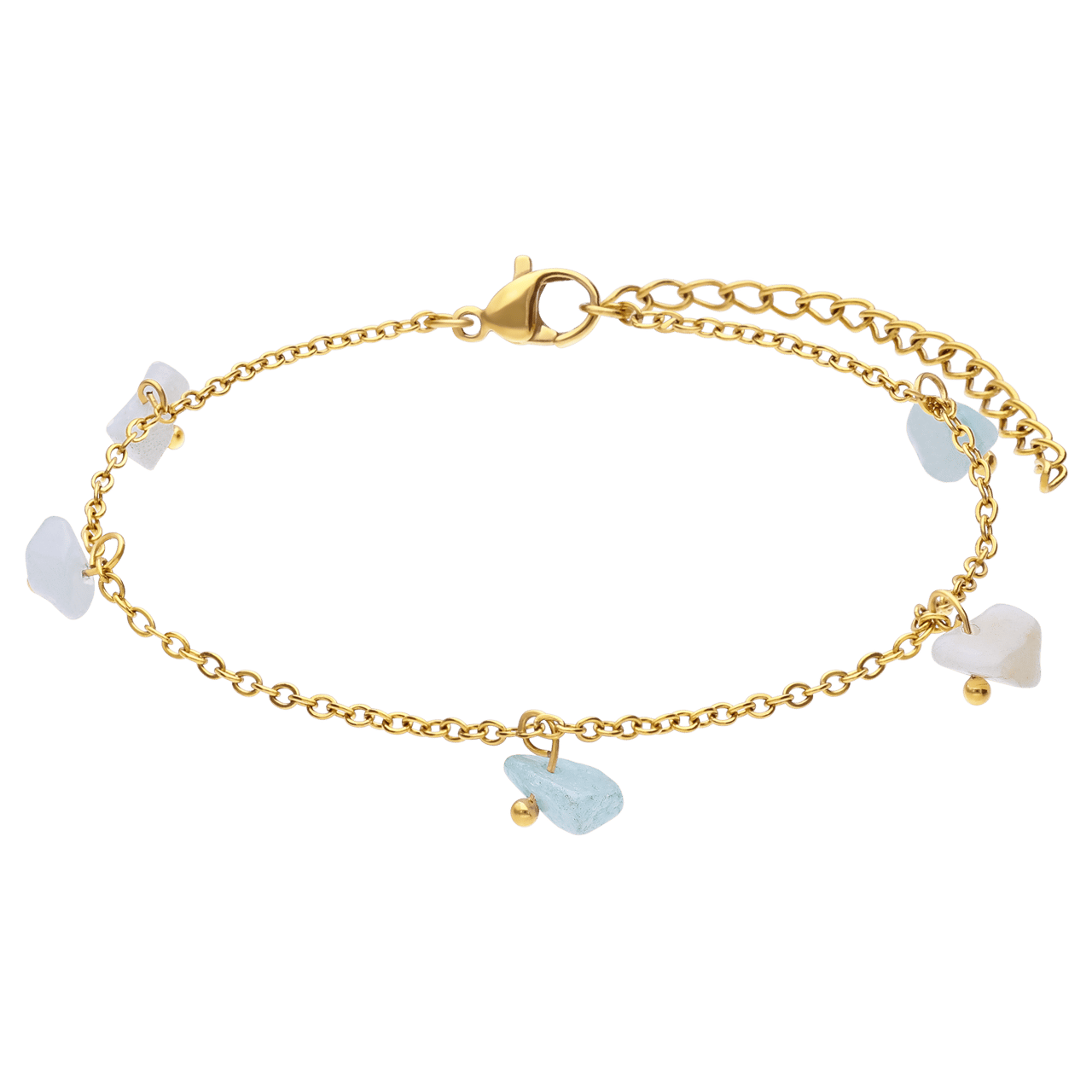 Stalen silverplated enkelband met amazoniet voor dames