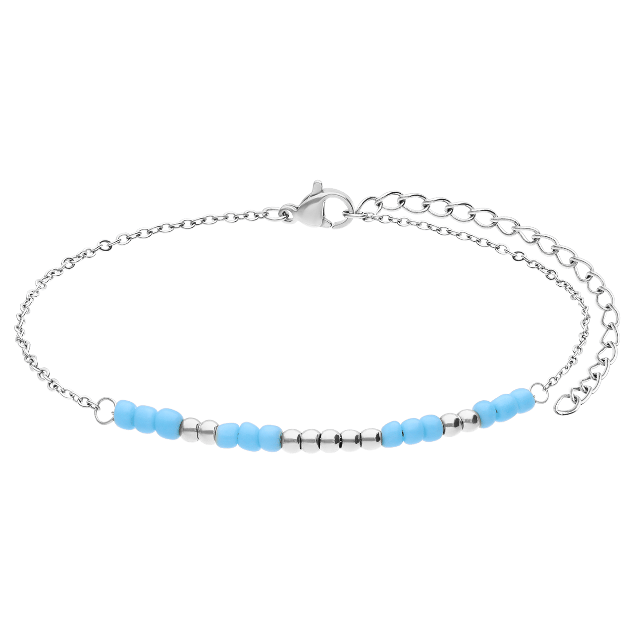 Fußkettchen aus Edelstahl mit blauen Glasperlen