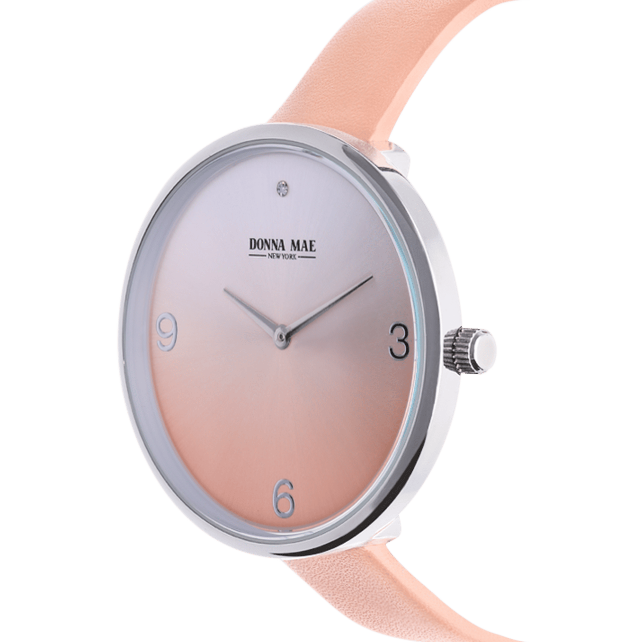 Donna Mae horloge leren band peach en zirkonia