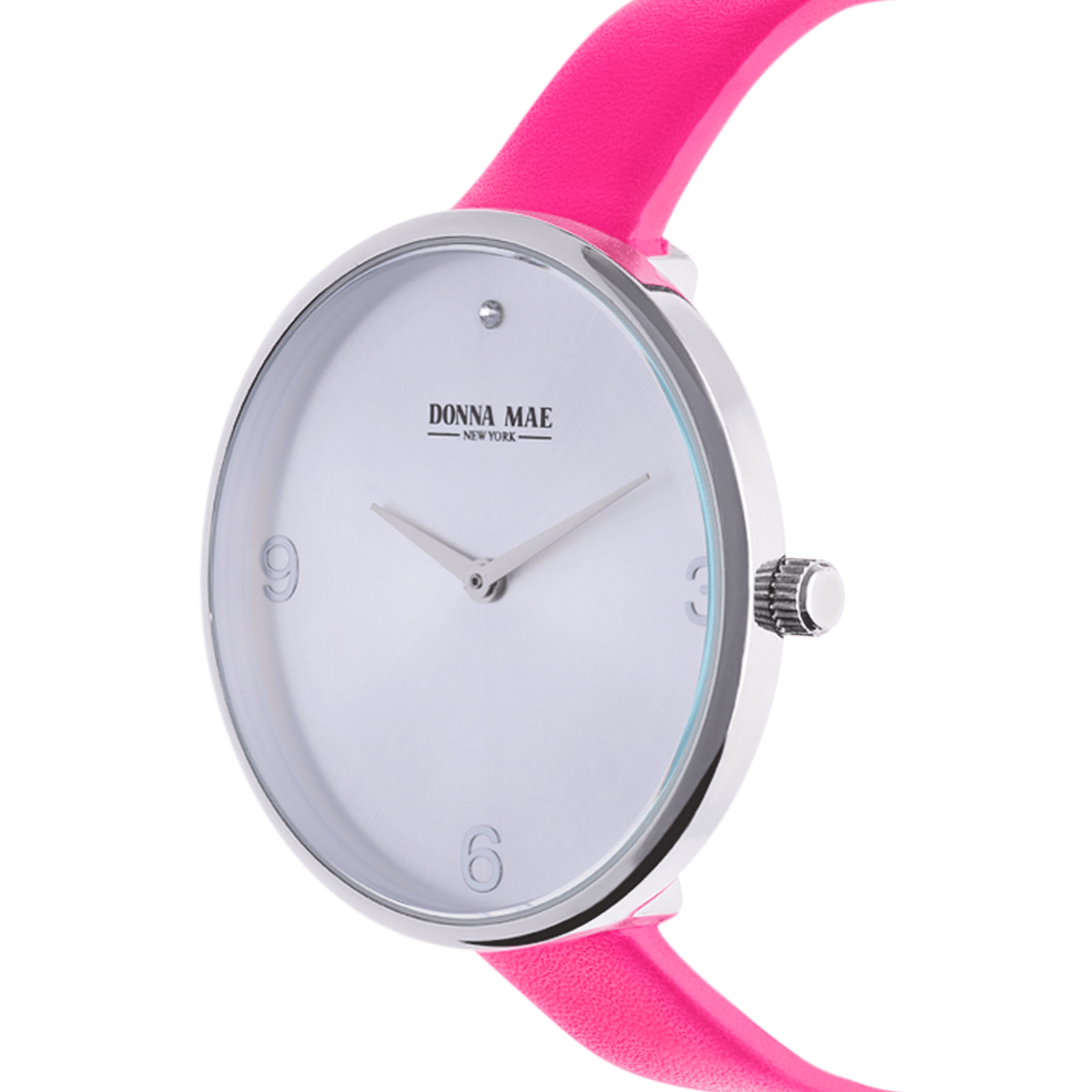 Donna Mae, Uhr mit Lederband, Rosa und Zirkonia