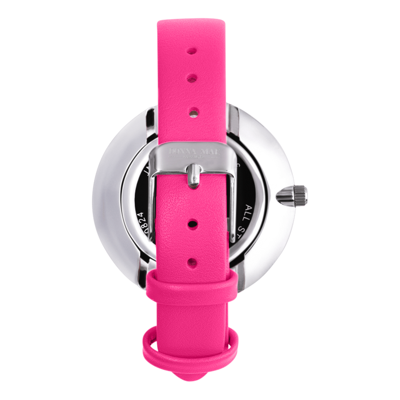 Donna Mae, Uhr mit Lederband, Rosa und Zirkonia