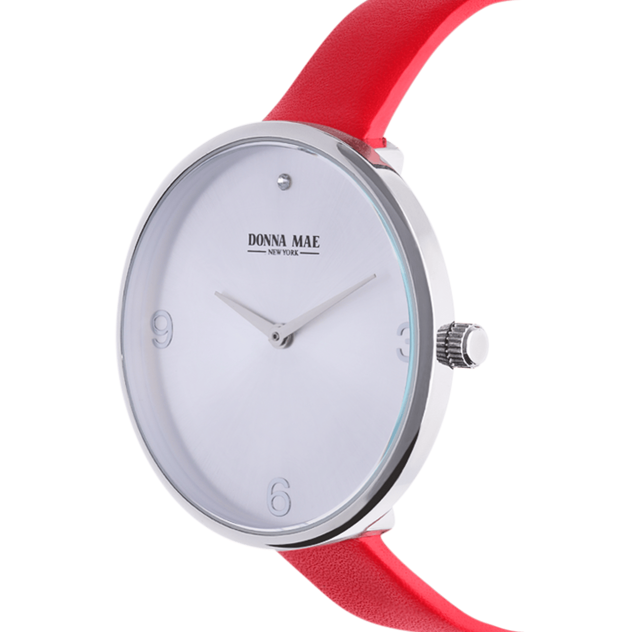 Donna Mae horlog magenta leren band en zirkonia