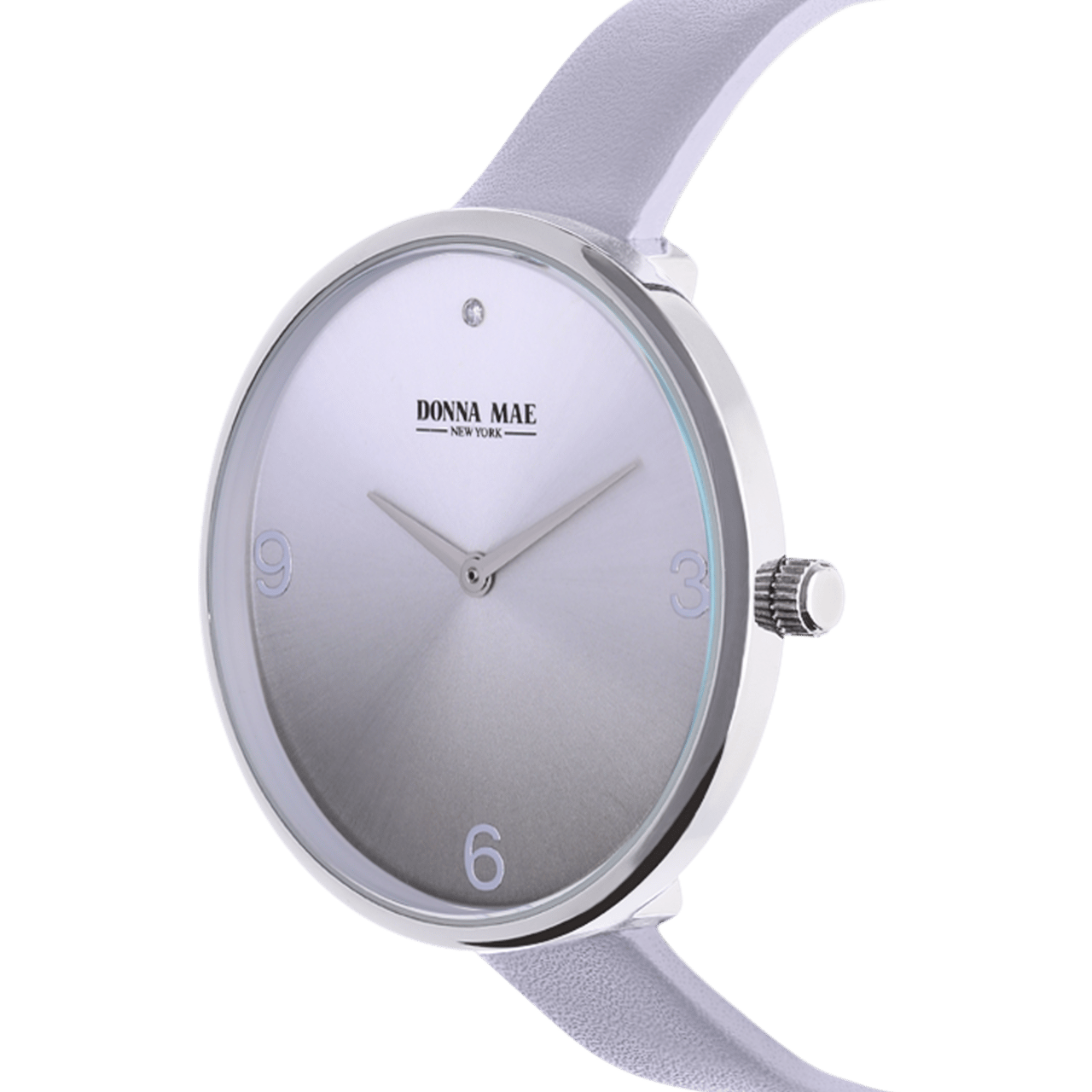 Donna Mae horloge grijze leren band en zirkonia