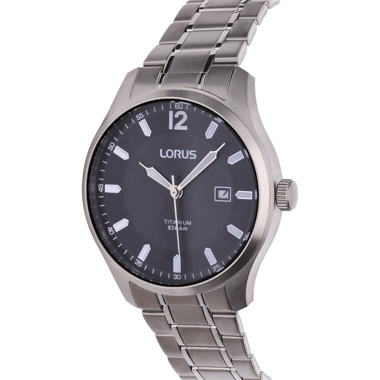 Lorus Herrenuhr, Titan, schwarzes Zifferblatt, RH995QX9