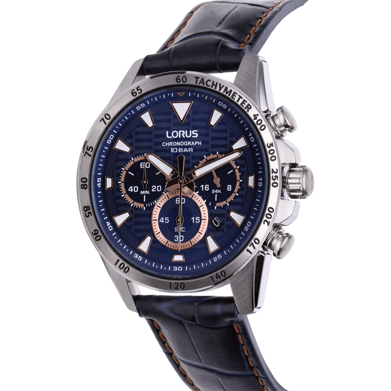 Lorus herenhorloge chronograph blauw leer RT359KX9